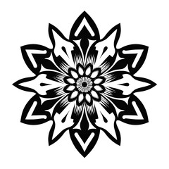 Black and White Mandala Illustration with Elegant Symmetrical Patterns