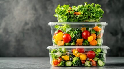 Naklejka premium Sustainable meal preparation, eco-friendly containers, plant-based dishes, promoting green living and mindful consumption