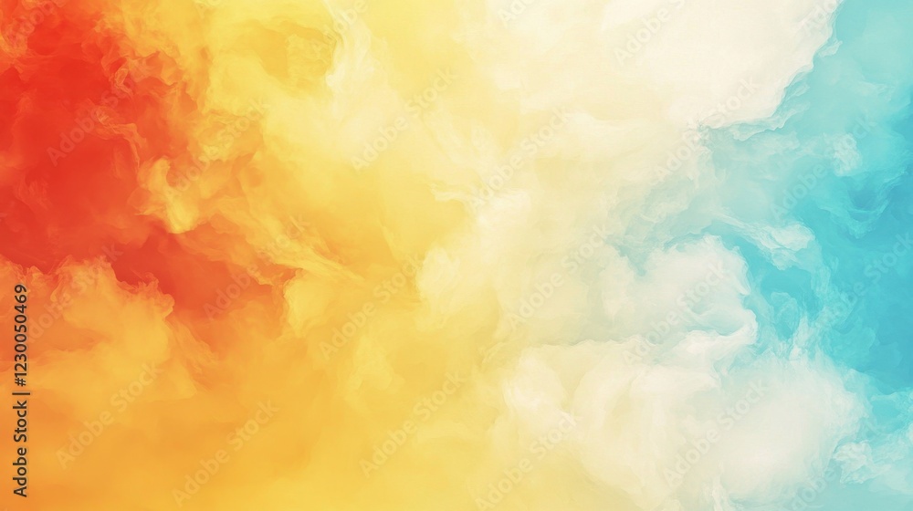 Poster abstract blend of warm and cool tones, creating a vibrant, dynamic visual.