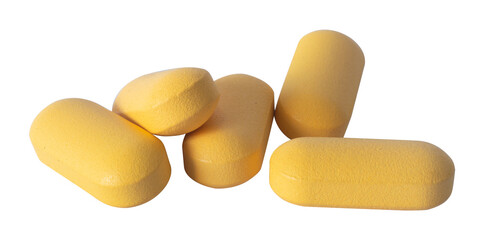 yellow medical capsules isolated element