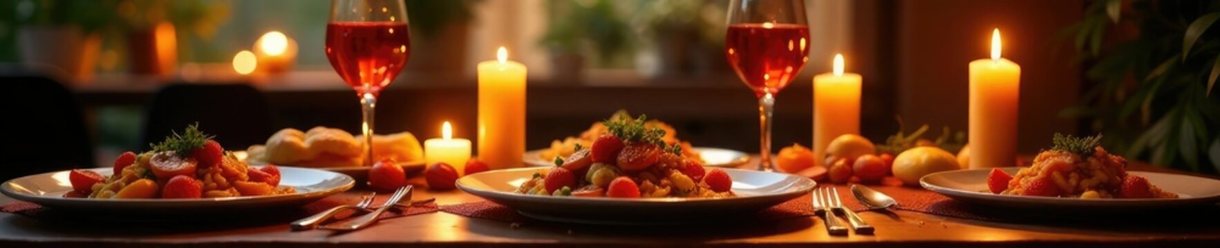 Comida para presentar en una mesa con velas y candelabros, comida, candelabros, toallas