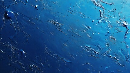 Fototapeta premium Abstract artistic depiction of water droplets on a vibrant blue surface, minimalist and modern