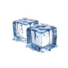 Obraz premium Two ice cubes with a glistening surface, showcasing their crystalline structure and water droplets.