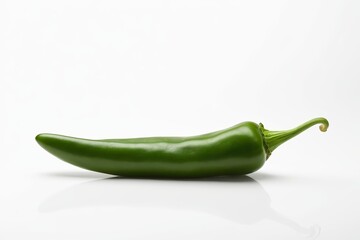 there is a green pepper on a white surface