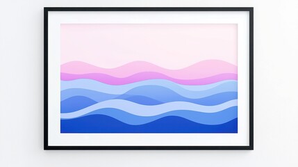 Azure Dream Tide, tranquil sea scene in soft blues, bold black outlines, solid colors, pop art design, clean geometric style, cool neon-lit color palette