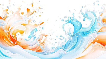 Fototapeta premium Blissful Coastal Swirls, vibrant brushstrokes create dynamic ocean currents in cheerful colors, ideal for summer-themed decor and stationery designs.