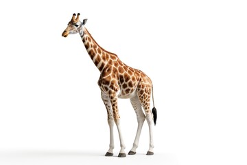 Naklejka premium there is a giraffe standing in a white room with a white background