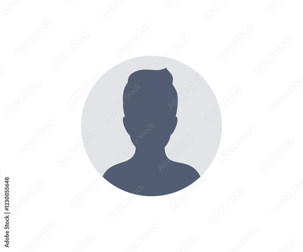 Poster User profile icon. Profile picture, portrait symbol. User member, People icon in flat style. Circle button with avatar photo silhouette illustration on transparent background PNG. 