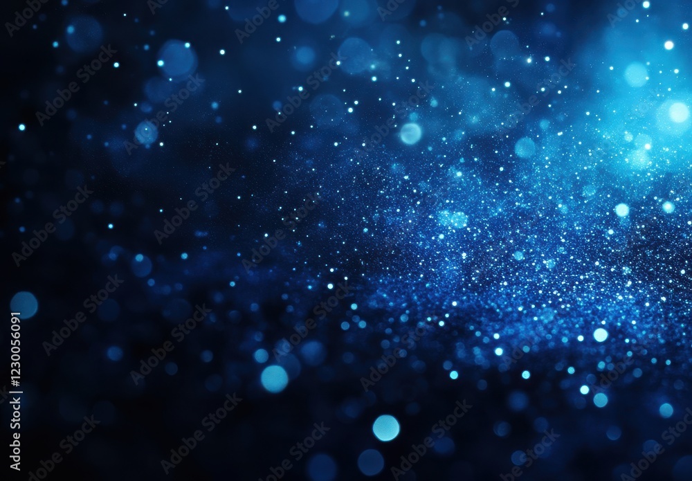 Poster ethereal blue bokeh abstract background with sparkling particles in a dreamlike scene ideal for crea