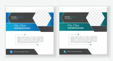 Customer feedback testimonial social media post template layout client testimonial design.