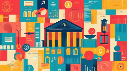 A colorful financial infographic breaking down college savings plans, with icons for tuition, scholarships, and monthly contributions
