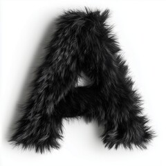 Fluffy A letter black shape texture for aphabet character learning insolated white