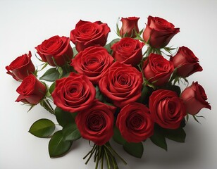 Obraz premium vibrant bouquet radiant red roses on a white or clear surface white background