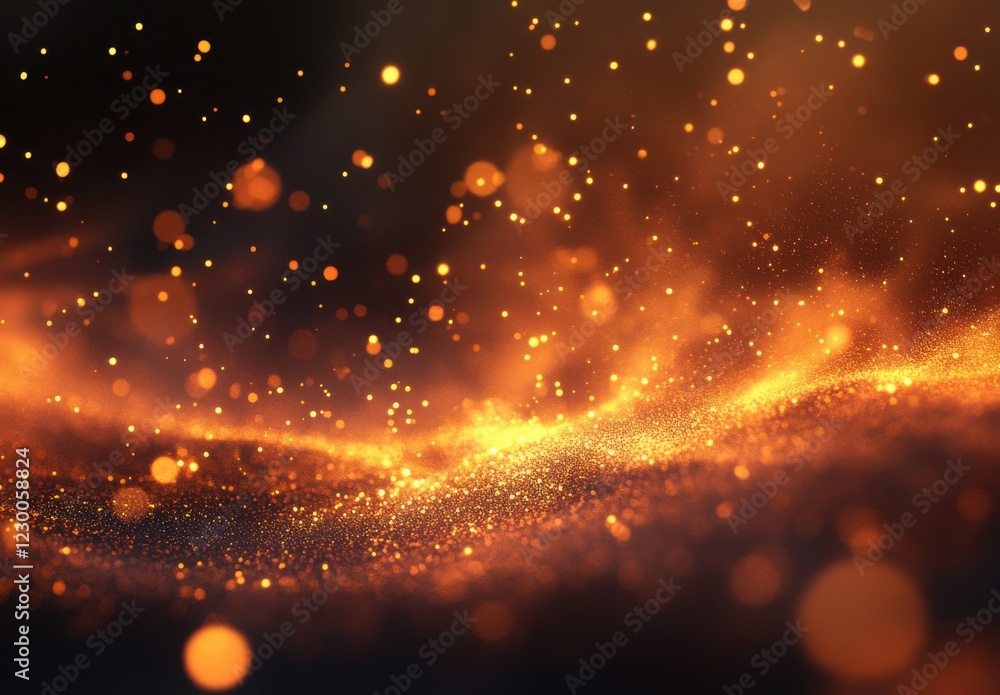 Poster glowing particles of light and dust in a dark background capturing the essence of magic and enchantm