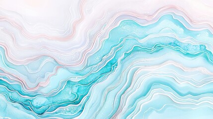 Obraz premium Mystical Ocean Glow, vibrant abstract waves adorned with shimmering pearlescent highlights, ideal for summer-themed decor and stationery designs.