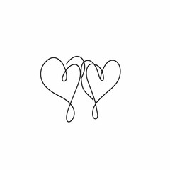 Two intertwined hearts, love symbol