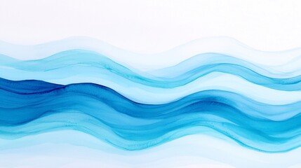 Fototapeta premium Peaceful Bay Drift, serene watercolor waves create a calming coastal atmosphere, perfect for summer decor and stationery, evoking relaxation and seaside charm.
