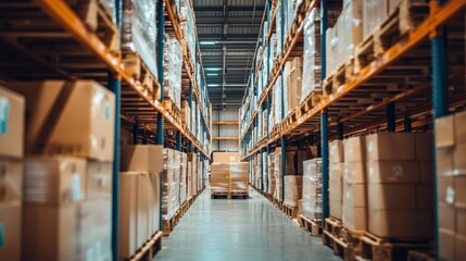 Warehouse Storage With Pallets Of Boxes