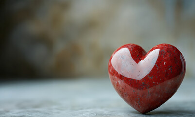 Fototapeta premium Red stone heart isolated on white background. Symbol of Valentine's Day, sign of love for Valentine's Day. Jewelry conception.