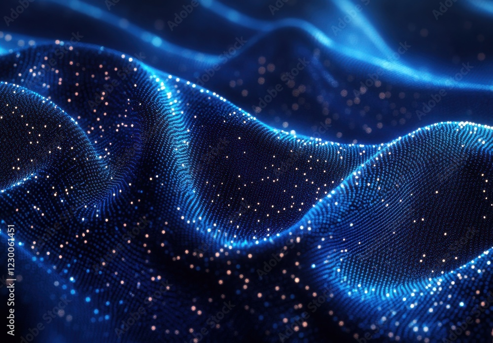 Poster shimmering blue waves with glimmering particles creating a dreamy and enchanting background texture 