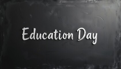 Black chalkboard with the inscription Education Day in white chalk and copy space