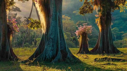 Silk Floss Trees (Ceiba speciosa), Selva Lacandona, State of Chiapas, Mexico