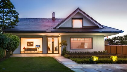 Natural elements complement the modern features.  