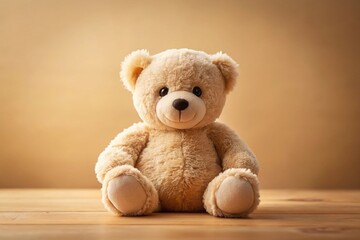 Obraz premium Cute Brown Teddy Bear Toy Illustration - Simple Childrens Plaything Design