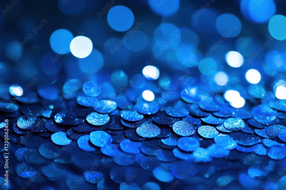 Poster abstract azure background with shimmering circular sequins for modern interior design and fashion pr