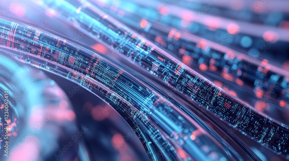 Aufkleber abstract digital data streams flowing through futuristic tubes.