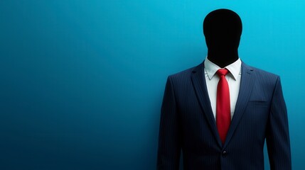 Business Suit Mannequin Against a Bright Blue Background