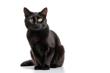 there is a black cat sitting on a white surface