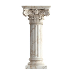 Fototapeta premium A detailed, classical marble column featuring fluted shafts and ornate Corinthian capitals.