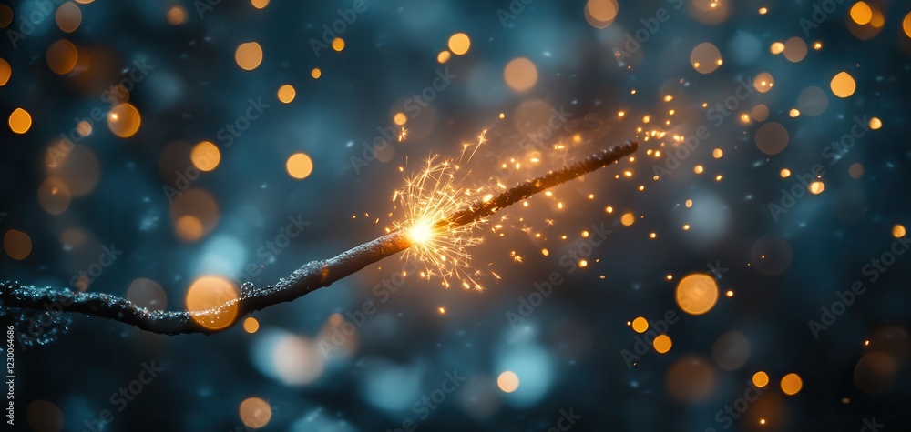 Poster sparkling branches with glowing lights and magical bokeh effect creating a dreamlike atmosphere in a