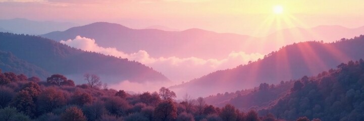 Fototapeta premium Soft focus misty landscape, dreamy, foggy