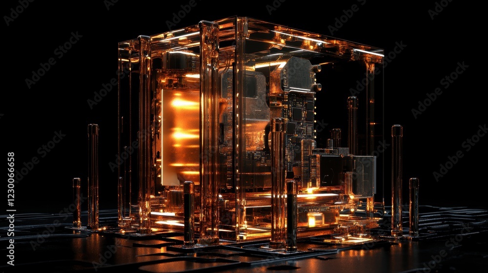 Poster high-tech cpu innovations dark lab visualization with cutting-edge gigapixel tech