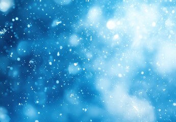 Obraz premium Sparkling Snowflakes in a Beautiful Blue Winter Wonderland with Soft Bokeh Background Creating a Dreamy and Magical Atmosphere for Seasonal Themes