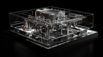 Obraz premium Exploring the futuristic design of a cpu in a black environment high fidelity gigapixel viewpoint