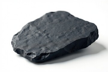 Obraz premium Isolated Black Slate Rock on White Background, minerals, natural, nature