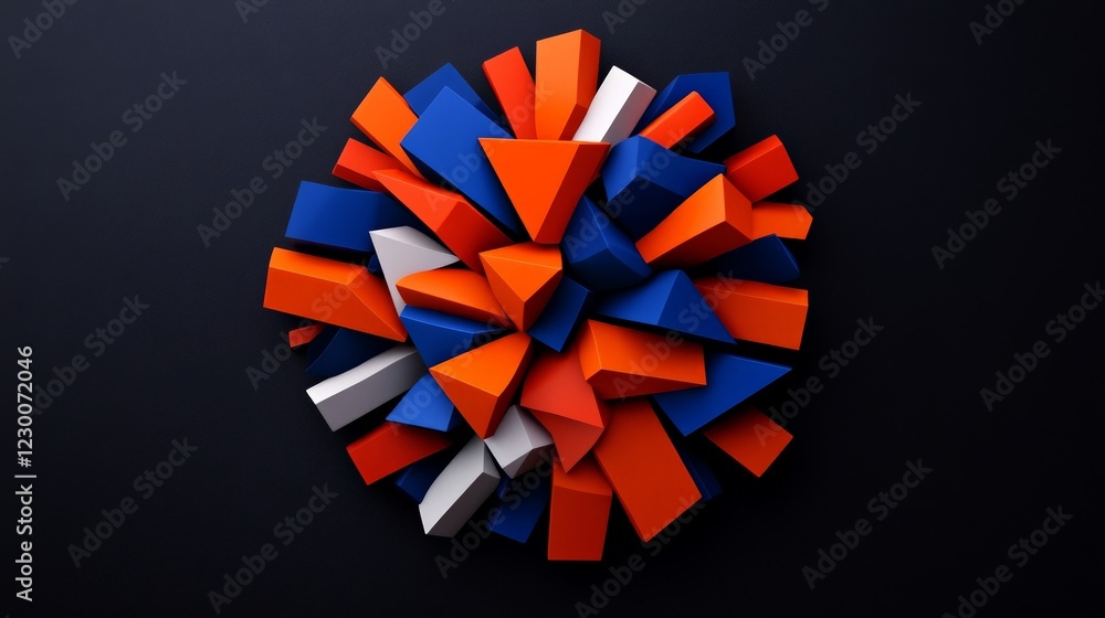 Poster abstract burst of color: a captivating abstract image featuring a vibrant explosion of geometric sha