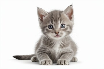 there is a small kitten sitting on the floor looking at the camera