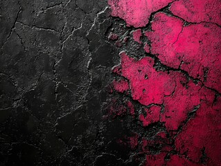 Vibrant Contrast of Black and Pink Cracked Texture Background for Artistic Design and Digital Projects
