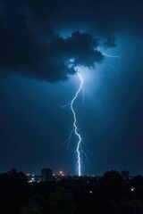 Stormy night sky with dark clouds, lightning, and heavy rain, night, turbulent, wild