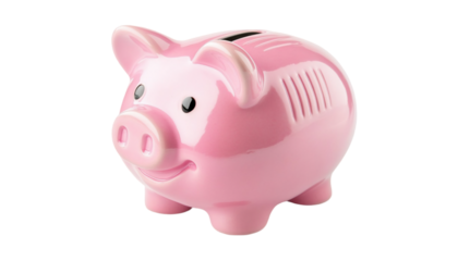 Pink Ceramic Piggy Bank On White Background