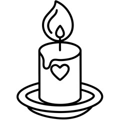 Minimalist Line Art Candle with Heart Design