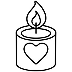 Minimalist Line Art Candle with Heart Design