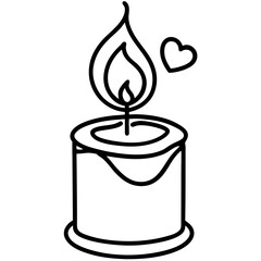 Minimalist Line Art Candle with Heart Design