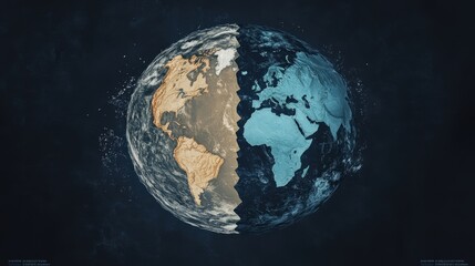 Fototapeta premium Educational infographic comparing Earth's water distribution between oceans, ice caps, and freshwater sources