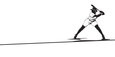 Silhouette women of a Baseball Player Hitting – Athletic Vector Art