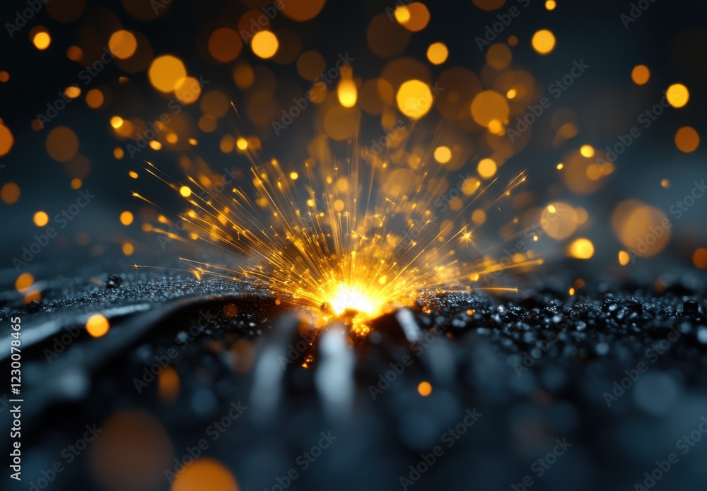Poster vibrant sparks and glowing bokeh in dark background create a magical and mystical ambiance of light 